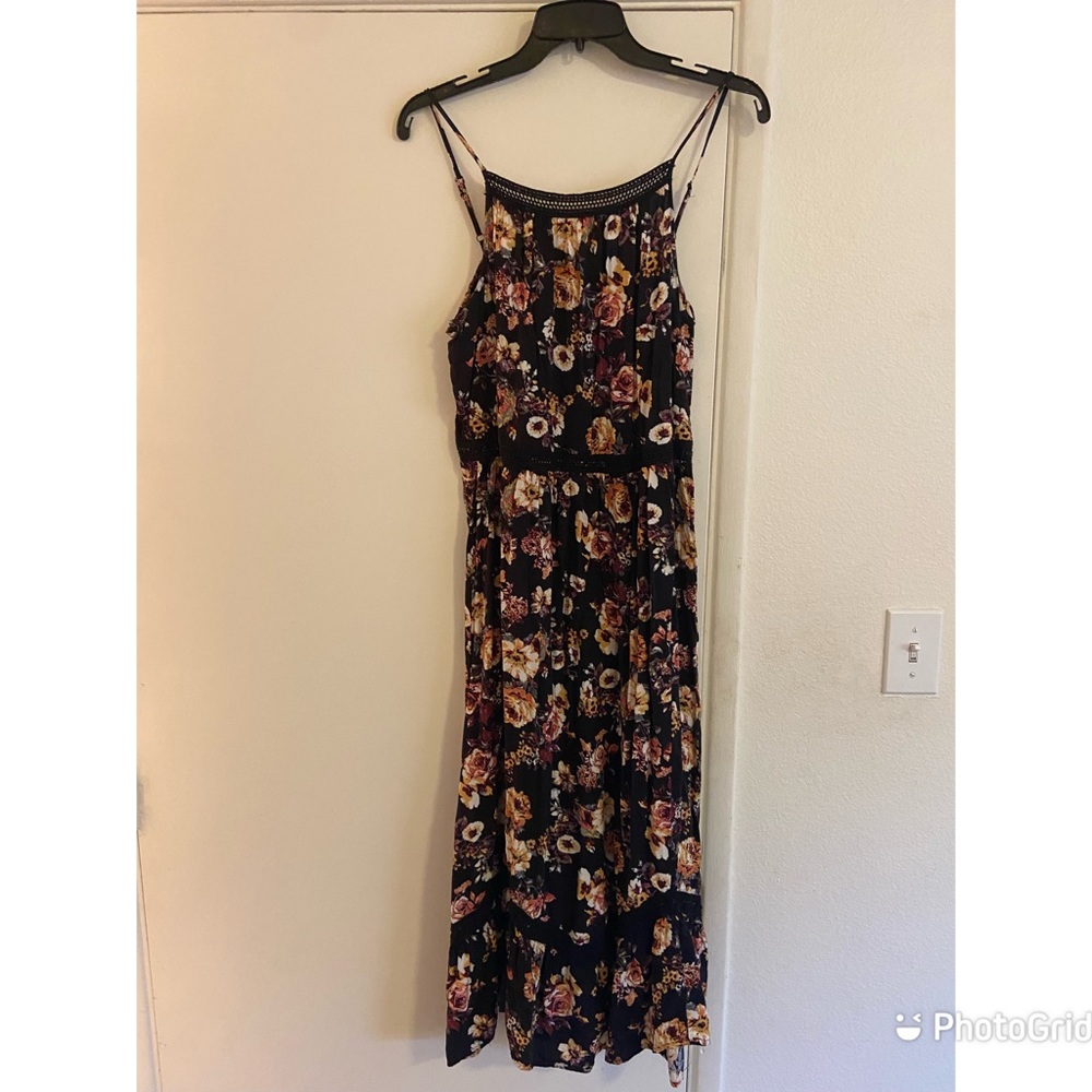 Black Floral Spaghetti Strap Summer Dress